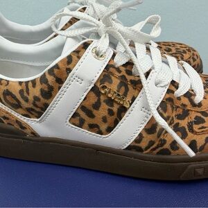 Guess Brown Leopard Sneakers with White Trim
